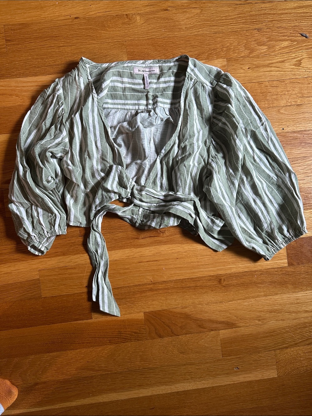 Crop Tie-Front Striped Blouse